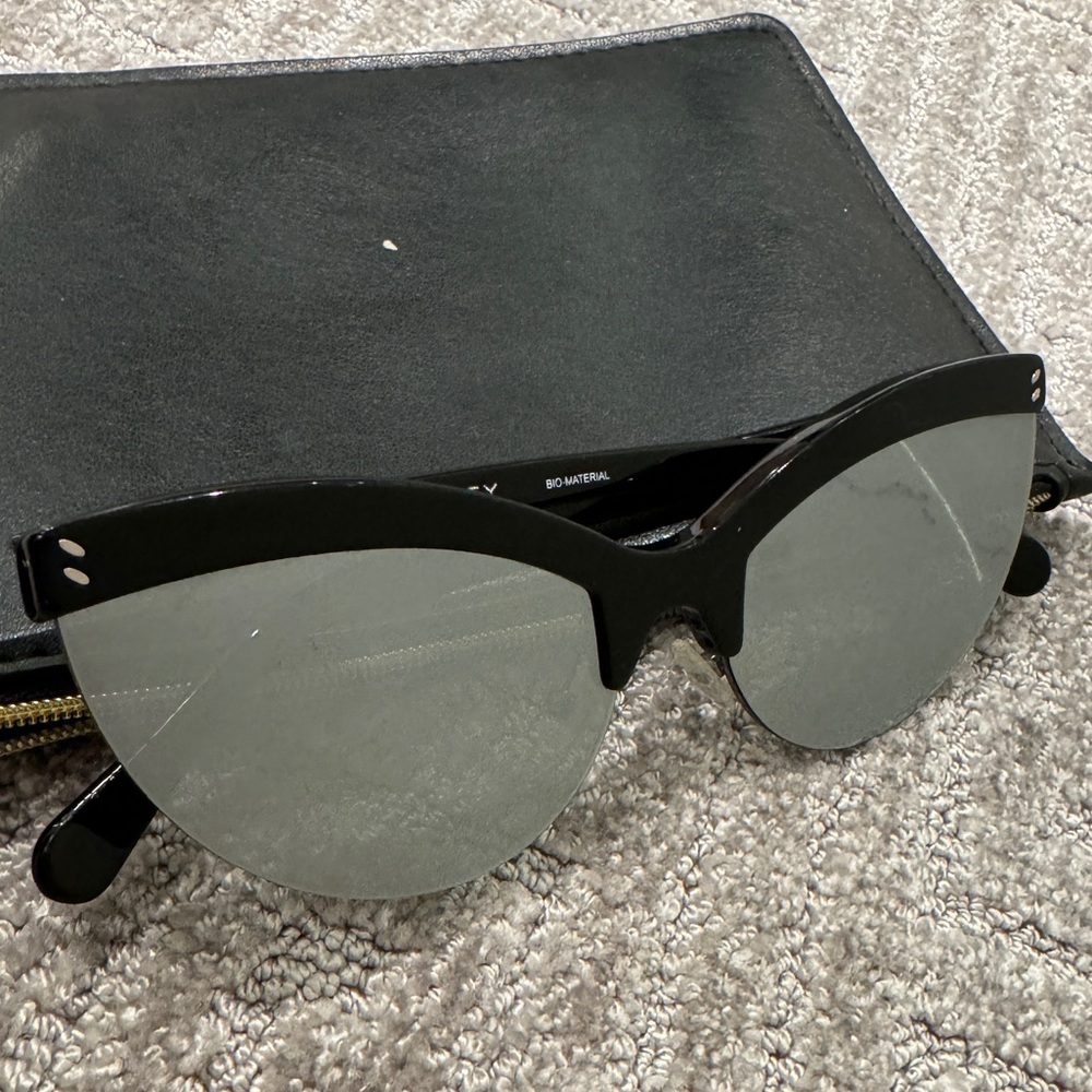 Stella McCartney SC0083S Mirrored Sunglasses Black/Silver